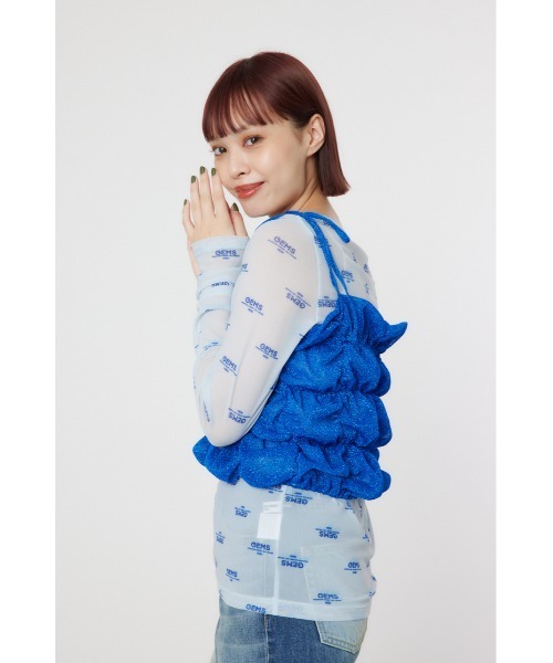 RODEO CROWNS WIDE BOWL（ロデオクラウンズワイドボウル）の「2WAY ラメ ギャザー ビスチェ（ベスト・レディース・ブラック/シルバー/ブルー・FREE）」の15枚目の写真