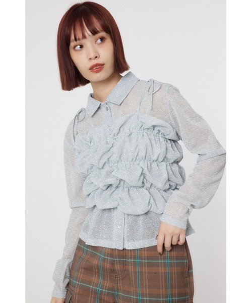 RODEO CROWNS WIDE BOWL（ロデオクラウンズワイドボウル）の「2WAY ラメ ギャザー ビスチェ（ベスト・レディース・ブラック/シルバー/ブルー・FREE）」の9枚目の写真