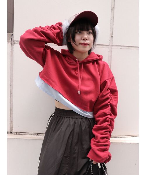 セール】レイヤードショートフーディ（パーカー）｜jouetie