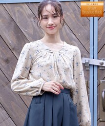 【スマート裏起毛】 ボウタイ風ブラウス