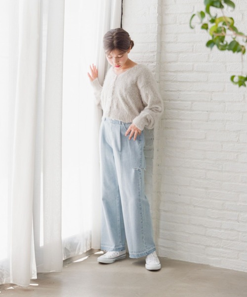 GLOBAL WORK（グローバルワーク）の「my color Vカーデ/140559（カーディガン/ボレロ・キッズ・ベージュ/サックスブルー/グレー/ピンク・130cm/120cm/160cm/150cm/140cm）」の5枚目の写真