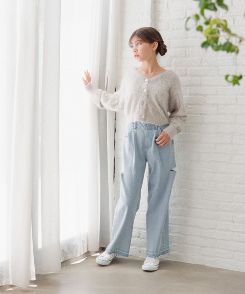 GLOBAL WORK（グローバルワーク）の「my color Vカーデ/140559（カーディガン/ボレロ・キッズ・ベージュ/サックスブルー/グレー/ピンク・130cm/120cm/160cm/150cm/140cm）」の6枚目の写真