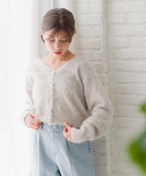 GLOBAL WORK（グローバルワーク）の「my color Vカーデ/140559（カーディガン/ボレロ・キッズ・ベージュ/サックスブルー/グレー/ピンク・130cm/120cm/160cm/150cm/140cm）」の8枚目の写真