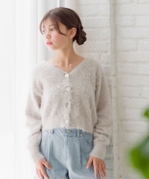 GLOBAL WORK（グローバルワーク）の「my color Vカーデ/140559（カーディガン/ボレロ・キッズ・ベージュ/サックスブルー/グレー/ピンク・130cm/120cm/160cm/150cm/140cm）」の9枚目の写真