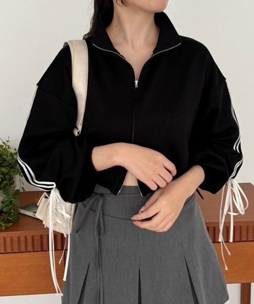 セール】袖リボントラックジャケット（スウェット）｜one after
