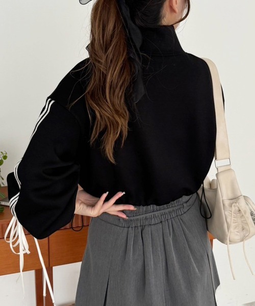 セール】袖リボントラックジャケット（スウェット）｜one after