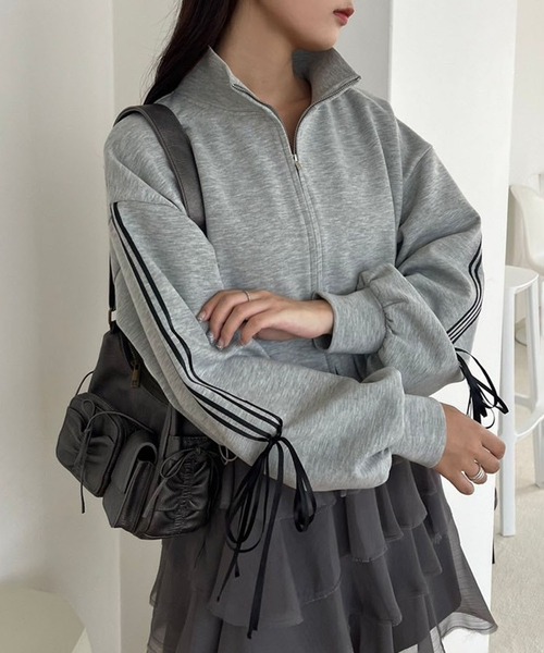 セール】袖リボントラックジャケット（スウェット）｜one after