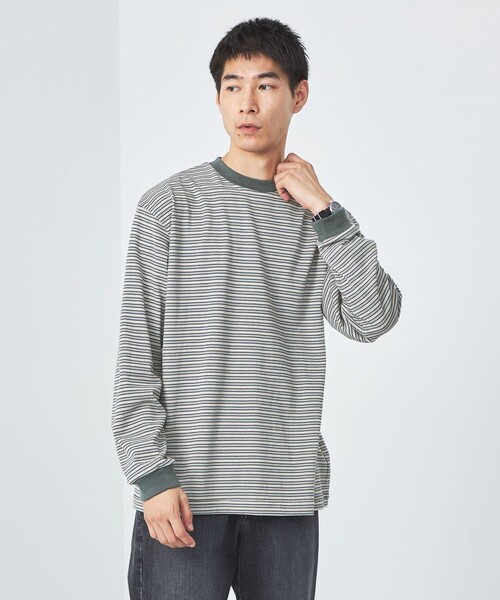 everyone ボーダー ロンT グレー everyone border long sleeve tee shirt (NAVY) | everyone