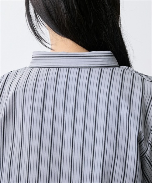 TTOL(トール)の「ワイドクロップドストライプシャツ(シャツ/ブラウス・レディース・グレー/ピンク・M-L/L-XL)」の14枚目の写真