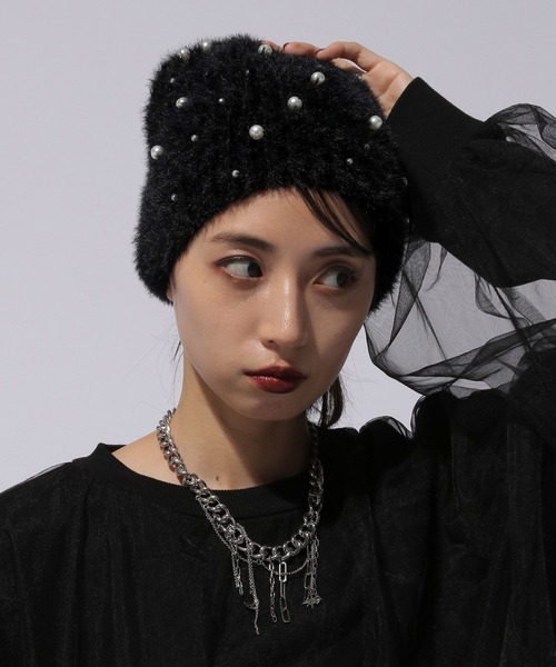 HARE（ハレ）の「パールビーニー(HARE)（ニットキャップ/ビーニー・レディース・ブラック・FREE）」の3枚目の写真