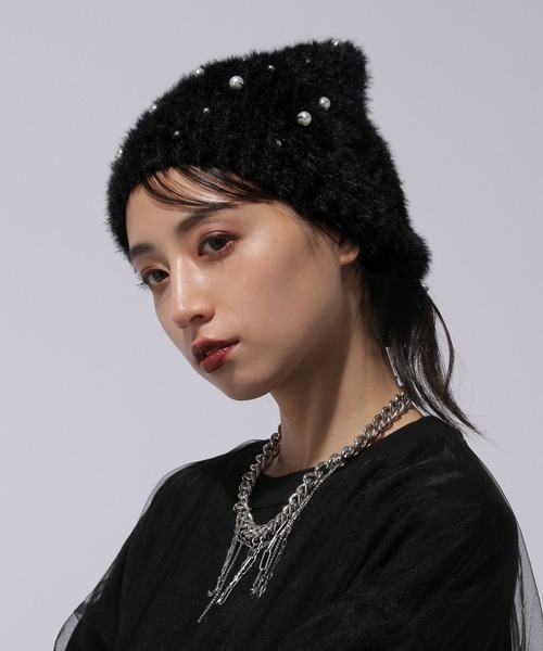 HARE（ハレ）の「パールビーニー(HARE)（ニットキャップ/ビーニー・レディース・ブラック・FREE）」の4枚目の写真