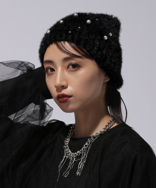 HARE（ハレ）の「パールビーニー(HARE)（ニットキャップ/ビーニー・レディース・ブラック・FREE）」の5枚目の写真