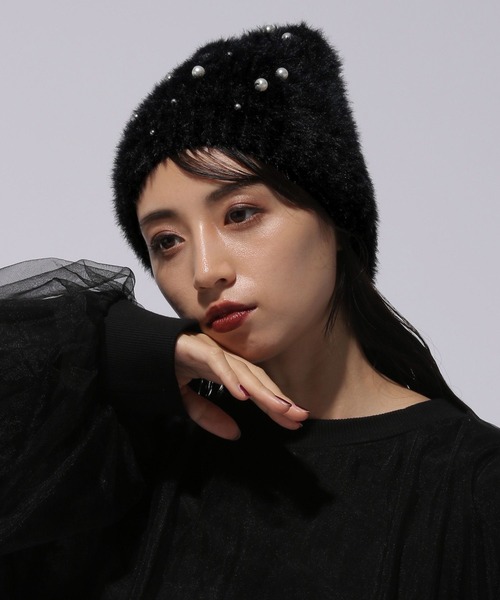 HARE（ハレ）の「パールビーニー(HARE)（ニットキャップ/ビーニー・レディース・ブラック・FREE）」の6枚目の写真