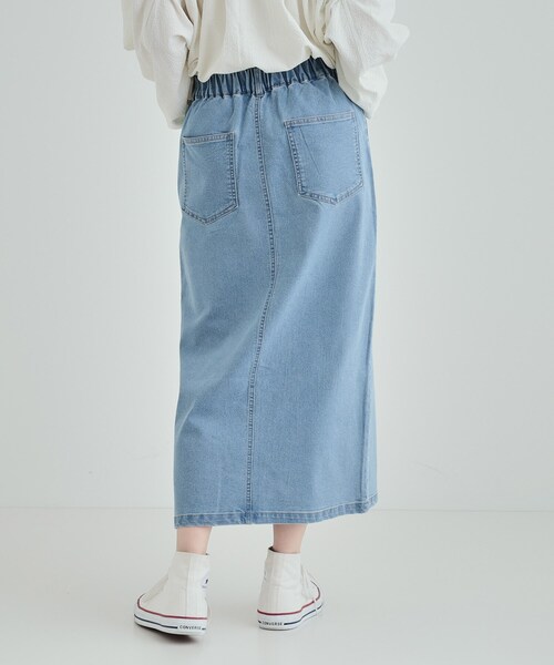 Cutie Blonde（キューティーブロンド）の「【洗える】ストレッチデニムナロースカート（デニムスカート・レディース・ブルー系その他/ライトブルー・01/02/03/04）」の4枚目の写真