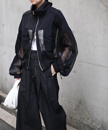 Marient | メッシュ切替ZIPブルゾン/アウター(ブルゾン)