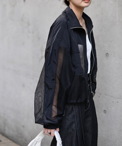 Marient（マリエント）の「メッシュ切替ZIPブルゾン/アウター（ブルゾン・レディース・ブラック・FREE）」の5枚目の写真