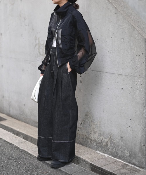 Marient（マリエント）の「メッシュ切替ZIPブルゾン/アウター（ブルゾン・レディース・ブラック・FREE）」の11枚目の写真