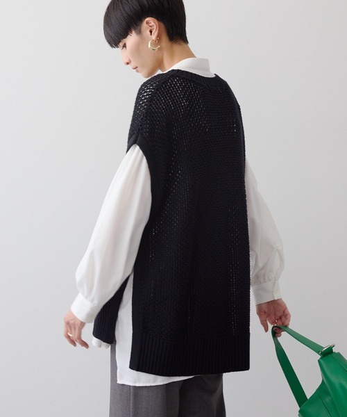AMERICAN HOLIC(アメリカンホリック)の「SET イージーケアギャザーシャツ+ニットベスト(シャツ/ブラウス・レディース・オフホワイト/チェック/ブラック・M/L)」の6枚目の写真