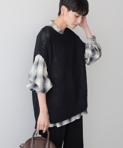 AMERICAN HOLIC(アメリカンホリック)の「SET イージーケアギャザーシャツ+ニットベスト(シャツ/ブラウス・レディース・オフホワイト/チェック/ブラック・M/L)」の20枚目の写真