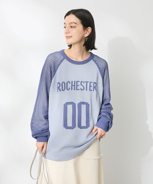 CRAFT STANDARD BOUTIQUE(クラフトスタンダードブティック)の「ロゴジャガードメッシュニットプルオーバー(ニット/セーター・レディース・ブラック/ブルー/アイボリー・FREE)」の3枚目の写真