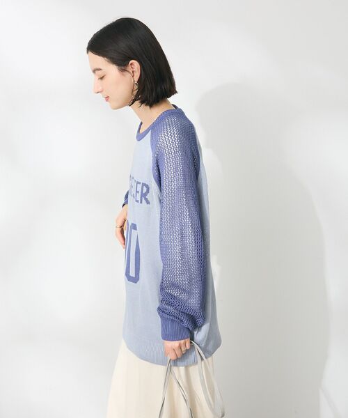 CRAFT STANDARD BOUTIQUE(クラフトスタンダードブティック)の「ロゴジャガードメッシュニットプルオーバー(ニット/セーター・レディース・ブラック/ブルー/アイボリー・FREE)」の6枚目の写真