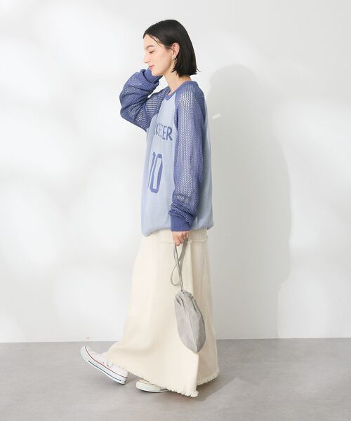 CRAFT STANDARD BOUTIQUE(クラフトスタンダードブティック)の「ロゴジャガードメッシュニットプルオーバー(ニット/セーター・レディース・ブラック/ブルー/アイボリー・FREE)」の9枚目の写真