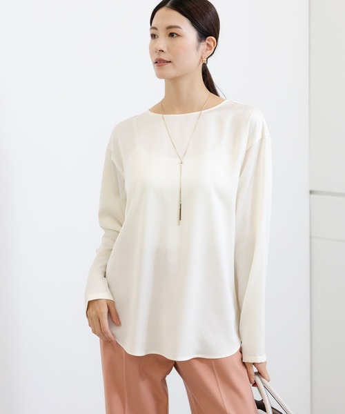 Elura（エルーラ）の「シルクライクブラウス／133669（シャツ/ブラウス・レディース・ホワイト/ネイビー・MEDIUM/LARGE）」の3枚目の写真