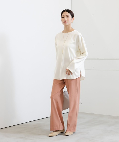 Elura（エルーラ）の「シルクライクブラウス／133669（シャツ/ブラウス・レディース・ホワイト/ネイビー・MEDIUM/LARGE）」の4枚目の写真