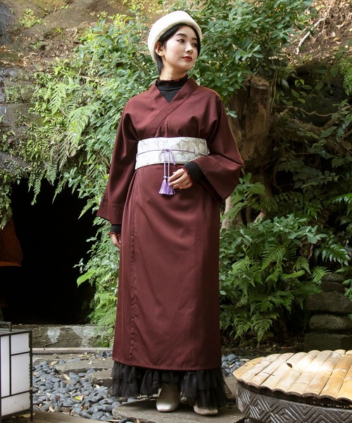 カヤ（カヤ）の「【カヤ】和の狭衣ワンピース（ワンピース・レディース・グレー/スミクロ/グリーン/エンジ・FREE）」の4枚目の写真