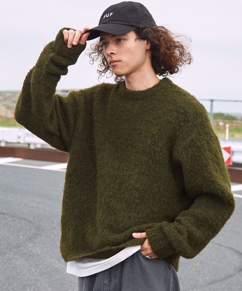 BARK MANHATTAN（バークマンハッタン）の「イージーケアウールミックスシャギールーズプルオーバーニット（ニット/セーター・メンズ・ブラック系/モカ/グリーン/アッシュグレー/ブラウン系/ブラック・L/M）」の6枚目の写真