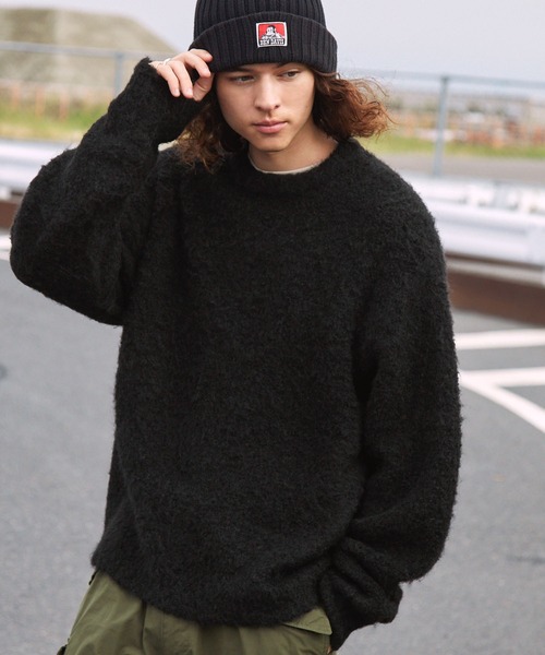BARK MANHATTAN（バークマンハッタン）の「イージーケアウールミックスシャギールーズプルオーバーニット（ニット/セーター・メンズ・ブラック系/モカ/グリーン/アッシュグレー/ブラウン系/ブラック・L/M）」の2枚目の写真