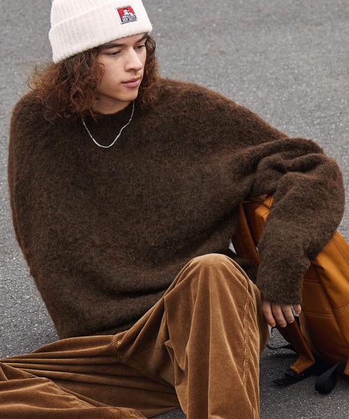 BARK MANHATTAN（バークマンハッタン）の「イージーケアウールミックスシャギールーズプルオーバーニット（ニット/セーター・メンズ・ブラック系/モカ/グリーン/アッシュグレー/ブラウン系/ブラック・L/M）」の4枚目の写真