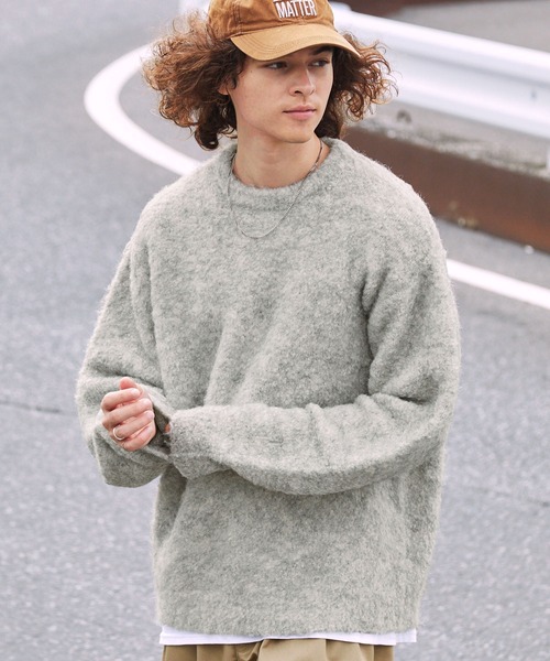 BARK MANHATTAN（バークマンハッタン）の「イージーケアウールミックスシャギールーズプルオーバーニット（ニット/セーター・メンズ・ブラック系/モカ/グリーン/アッシュグレー/ブラウン系/ブラック・L/M）」の7枚目の写真