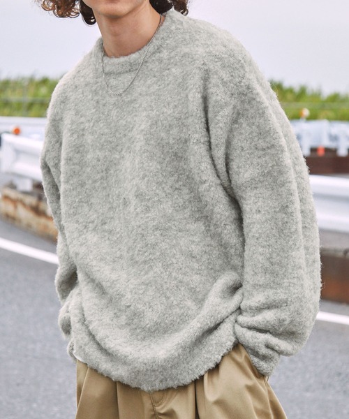 BARK MANHATTAN（バークマンハッタン）の「イージーケアウールミックスシャギールーズプルオーバーニット（ニット/セーター・メンズ・ブラック系/モカ/グリーン/アッシュグレー/ブラウン系/ブラック・L/M）」の8枚目の写真