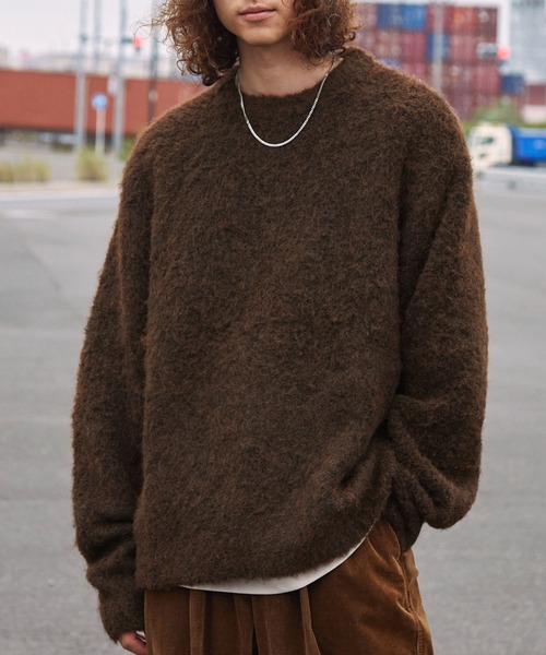 BARK MANHATTAN（バークマンハッタン）の「イージーケアウールミックスシャギールーズプルオーバーニット（ニット/セーター・メンズ・ブラック系/モカ/グリーン/アッシュグレー/ブラウン系/ブラック・L/M）」の13枚目の写真