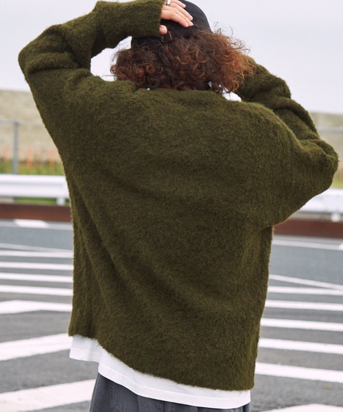 BARK MANHATTAN（バークマンハッタン）の「イージーケアウールミックスシャギールーズプルオーバーニット（ニット/セーター・メンズ・ブラック系/モカ/グリーン/アッシュグレー/ブラウン系/ブラック・L/M）」の19枚目の写真