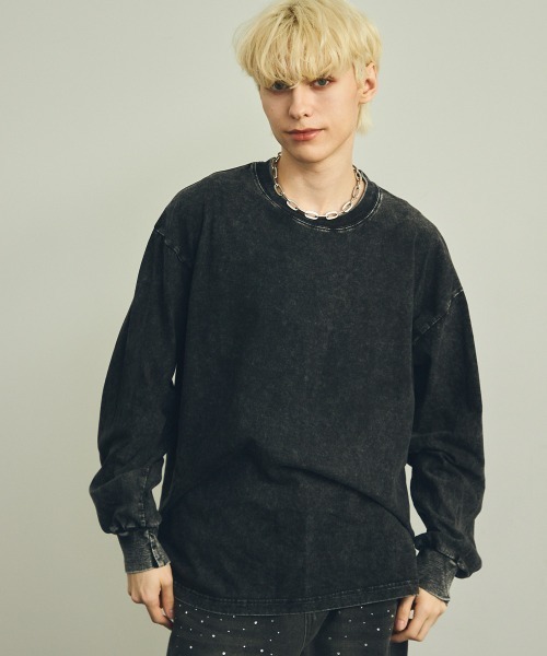 Shoowtime(ショウタイム)の「ピグメントダイオーバーサイズロングTシャツ(Tシャツ/カットソー・メンズ・グレー系/ブラウン系/オリーブ系/ブラック系・MEDIUM/LARGE/X-LARGE)」の7枚目の写真
