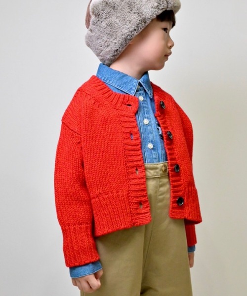 CIAOPANIC TYPY（チャオパニックティピー）の「【洗濯可能♪】【KIDS】ハンドライクメランジニットカーデ（カーディガン/ボレロ・キッズ・レッド/パープル/ベージュ・XX-LARGE/X-LARGE/MEDIUM）」の3枚目の写真