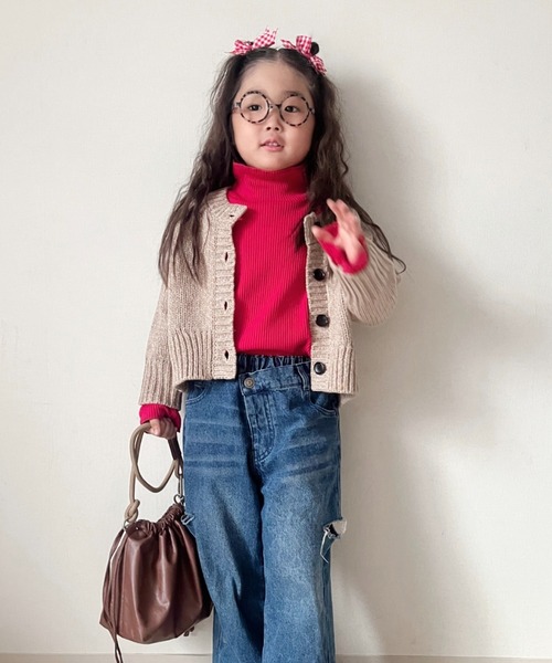 CIAOPANIC TYPY（チャオパニックティピー）の「【洗濯可能♪】【KIDS】ハンドライクメランジニットカーデ（カーディガン/ボレロ・キッズ・レッド/パープル/ベージュ・XX-LARGE/X-LARGE/MEDIUM）」の13枚目の写真