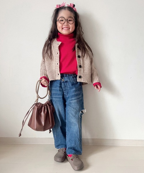 CIAOPANIC TYPY（チャオパニックティピー）の「【洗濯可能♪】【KIDS】ハンドライクメランジニットカーデ（カーディガン/ボレロ・キッズ・レッド/パープル/ベージュ・XX-LARGE/X-LARGE/MEDIUM）」の14枚目の写真