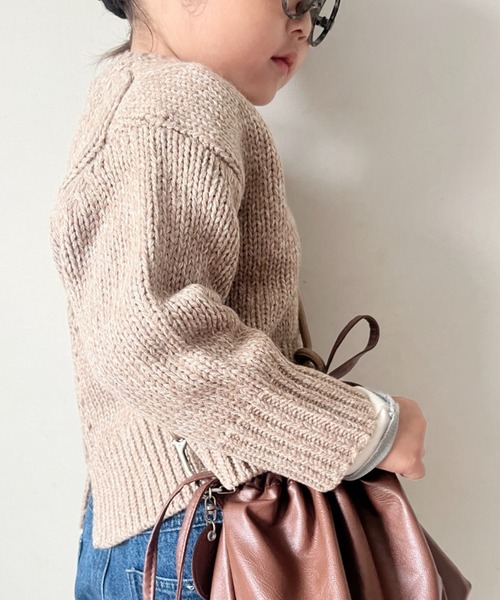 CIAOPANIC TYPY（チャオパニックティピー）の「【洗濯可能♪】【KIDS】ハンドライクメランジニットカーデ（カーディガン/ボレロ・キッズ・レッド/パープル/ベージュ・XX-LARGE/X-LARGE/MEDIUM）」の17枚目の写真