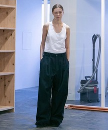 my beautiful landlet | 【my beautiful landlet】STRETCH GABARRE THREE LINE WIDE PANTS(スラックス)