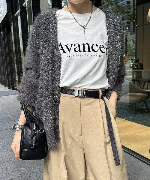 DouDou(ドゥドゥ)の「【WEB限定】フェザー×ラメニットカーディガン(カーディガン/ボレロ・レディース・チャコールグレー/シルバー/アイボリー・FREE)」の7枚目の写真