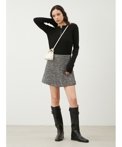 【セール】ヘンリーネックロングスリーブリブニット【手洗い可能】（ニット/セーター）｜Mila Owen（ミラオーウェン）