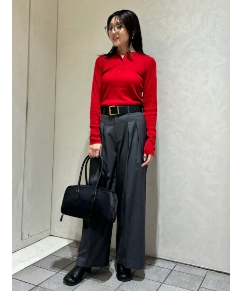 【セール】ヘンリーネックロングスリーブリブニット【手洗い可能】（ニット/セーター）｜Mila Owen（ミラオーウェン）