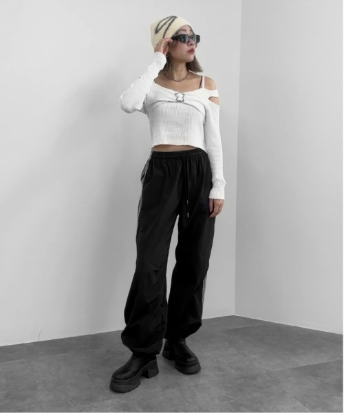 jiasecond.（ジアセカンド）の「【jiasecond.】リボン柄シャギービーニー / 帽子 ニット帽 ビーニー ファー ニットワッチ リボン バレエコア シャギー 起毛 ふわふわ ブラック チャコール ZOZOTOWN限定（ニットキャップ/ビーニー・レディース・アイボリー/チャコールグレー・FREE）」の6枚目の写真