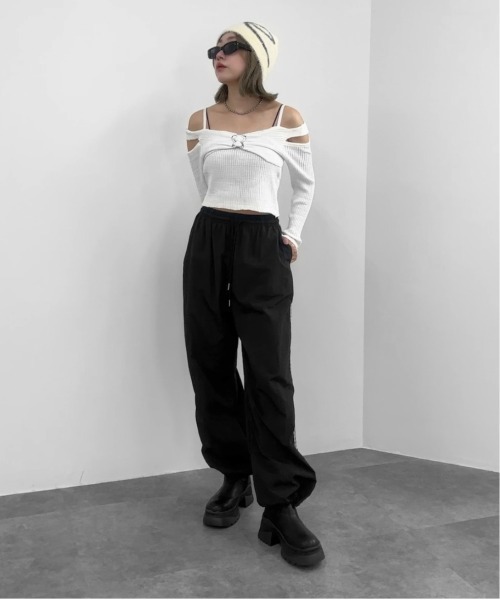 jiasecond.（ジアセカンド）の「【jiasecond.】リボン柄シャギービーニー / 帽子 ニット帽 ビーニー ファー ニットワッチ リボン バレエコア シャギー 起毛 ふわふわ ブラック チャコール ZOZOTOWN限定（ニットキャップ/ビーニー・レディース・アイボリー/チャコールグレー・FREE）」の7枚目の写真