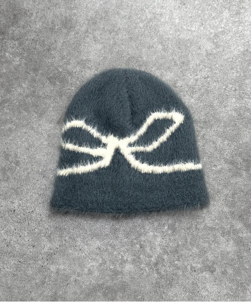 jiasecond.（ジアセカンド）の「【jiasecond.】リボン柄シャギービーニー / 帽子 ニット帽 ビーニー ファー ニットワッチ リボン バレエコア シャギー 起毛 ふわふわ ブラック チャコール ZOZOTOWN限定（ニットキャップ/ビーニー・レディース・アイボリー/チャコールグレー・FREE）」の18枚目の写真