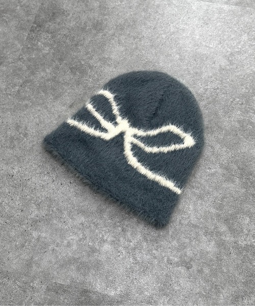 jiasecond.（ジアセカンド）の「【jiasecond.】リボン柄シャギービーニー / 帽子 ニット帽 ビーニー ファー ニットワッチ リボン バレエコア シャギー 起毛 ふわふわ ブラック チャコール ZOZOTOWN限定（ニットキャップ/ビーニー・レディース・アイボリー/チャコールグレー・FREE）」の16枚目の写真