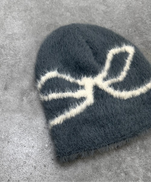 jiasecond.（ジアセカンド）の「【jiasecond.】リボン柄シャギービーニー / 帽子 ニット帽 ビーニー ファー ニットワッチ リボン バレエコア シャギー 起毛 ふわふわ ブラック チャコール ZOZOTOWN限定（ニットキャップ/ビーニー・レディース・アイボリー/チャコールグレー・FREE）」の17枚目の写真